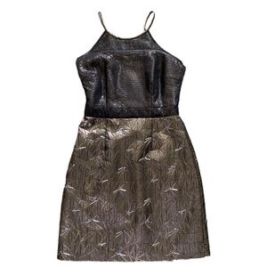 Phoebe Gold, Mesh and Metal Halter Spaghetti Strap Party Dress Size 2